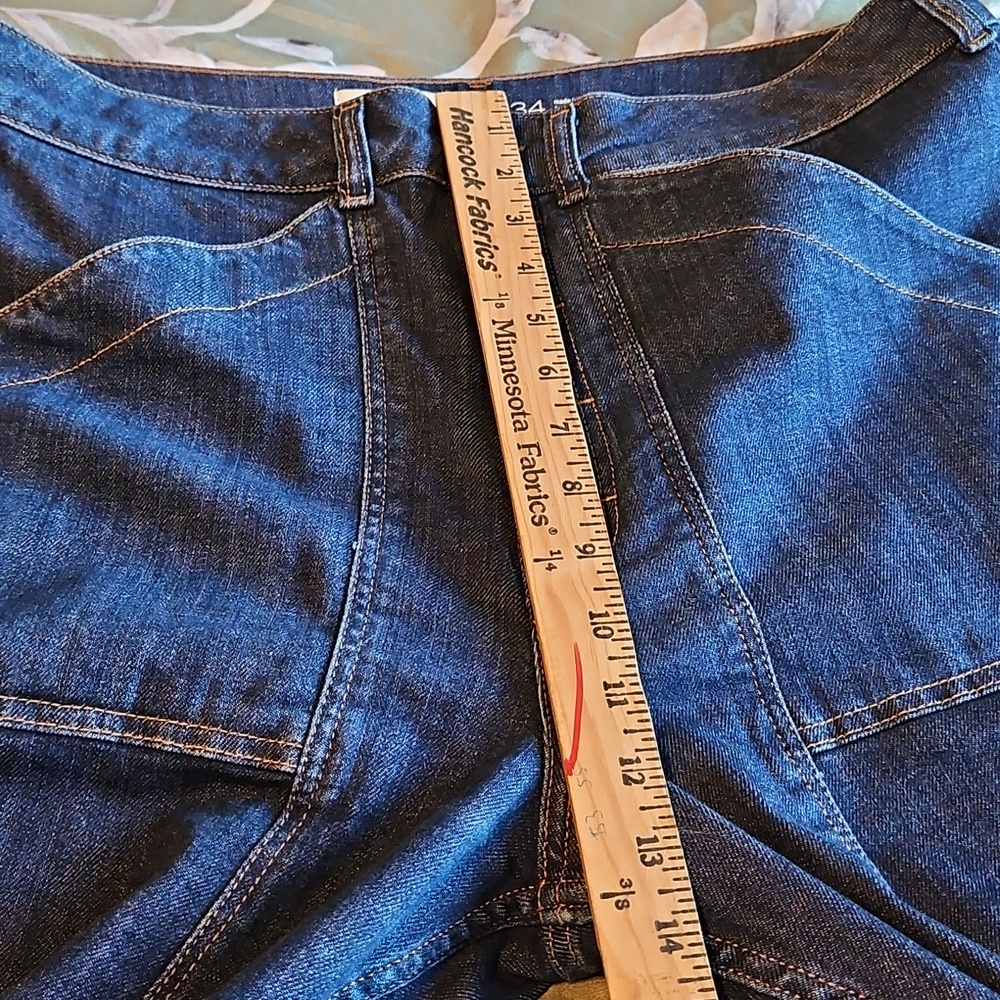 Dark Blue Denim Jeans with Front Patch Pockets - Picture 12 of 12